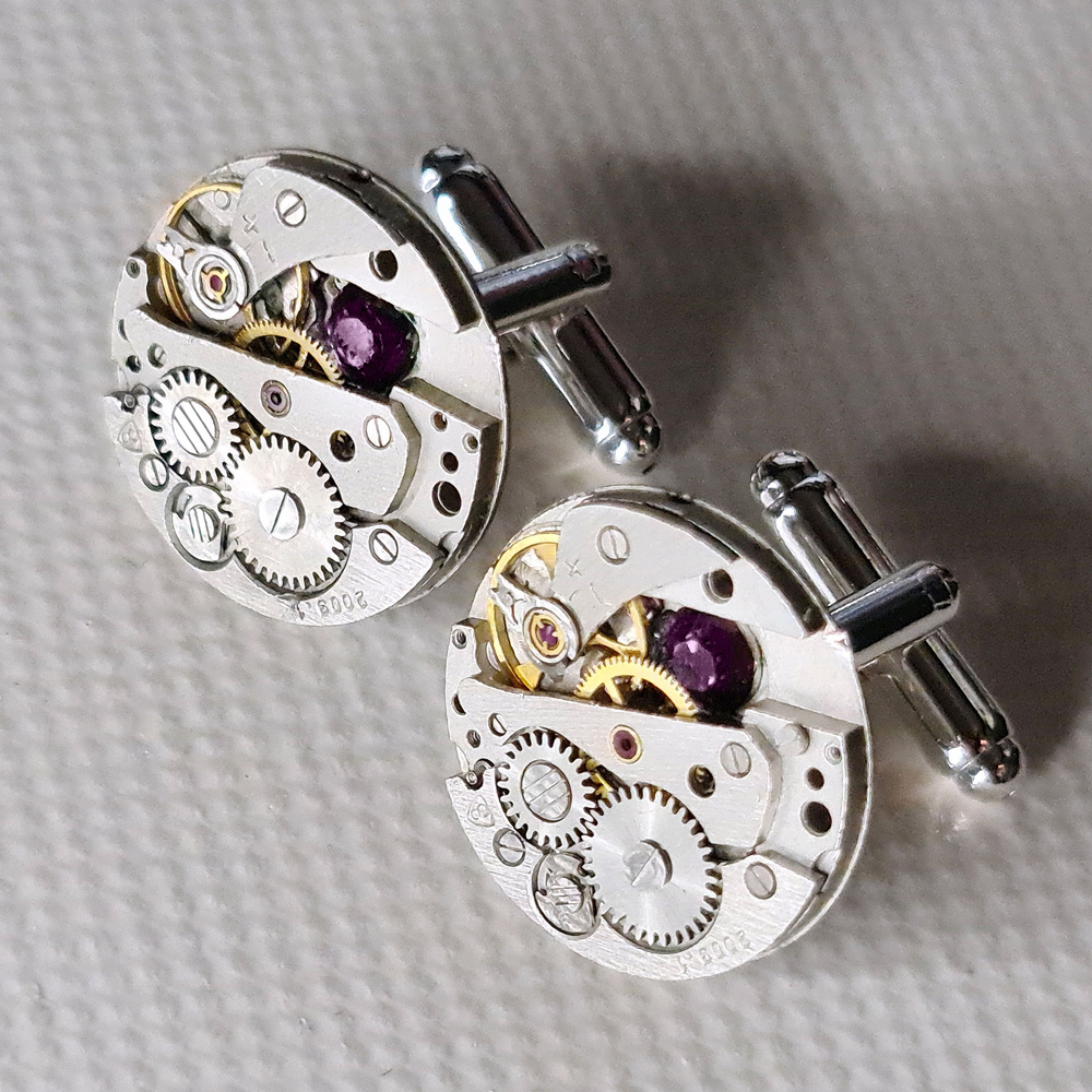 Запонки с часовым механизмом, подарок мужчине мужу шефу начальнику на ...