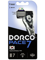 Dorco Бритва PACE7 (1 станок, 2 кассеты), 7 лезвий, крепление PACE, плавающая головка