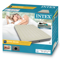 Кровать надувная intex dura beam deluxe headboard airbed с насосом 2360х1520 мм высота 860мм