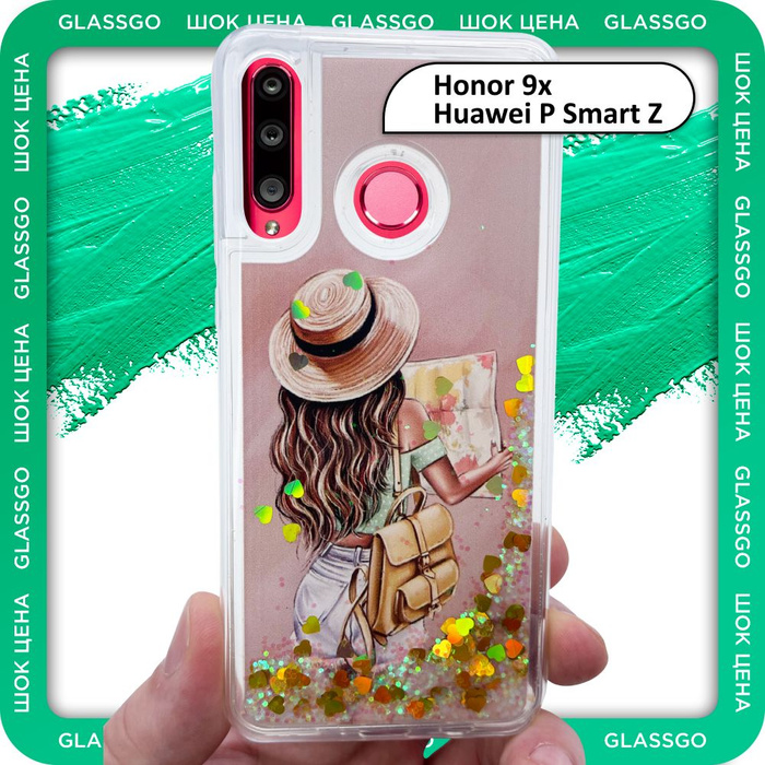 Чехол силиконовый переливашка с рисунком девушка в шляпе на Honor 9x ...