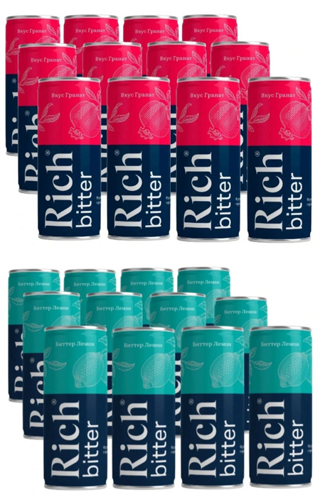 Газированный напиток Rich Bitter Lemon и Rich Гранат 330 мл 24 шт ...