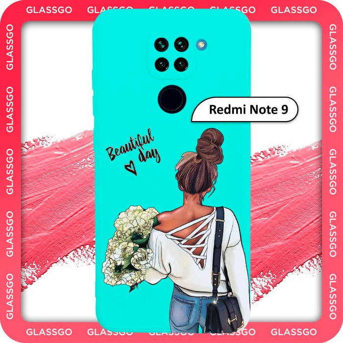 Чехол силиконовый с рисунком девушка с цветами на Xiaomi Redmi Note 9 ...
