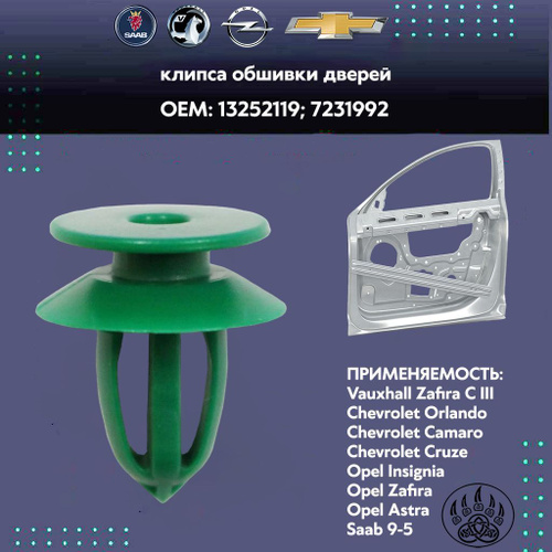 Клипса крепежная автомобильная КрепАвто, 7 шт. купить c доставкой