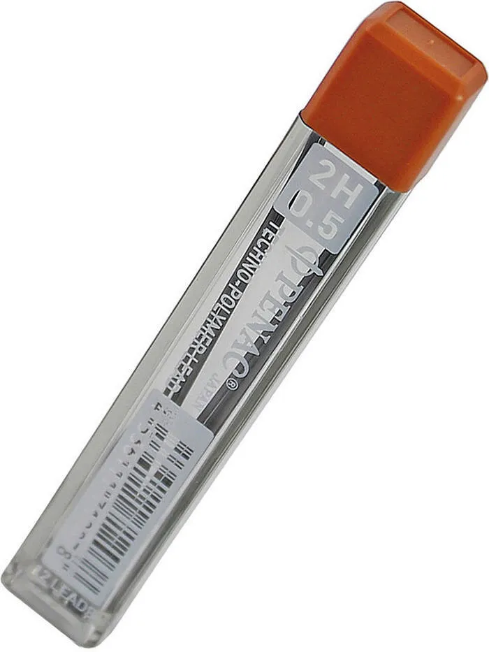 Грифель чернографитный для механического карандаша Penac TECHNO L512G-2H 0,5мм 2Н, 12 стержней в тубе, черный, фото 2