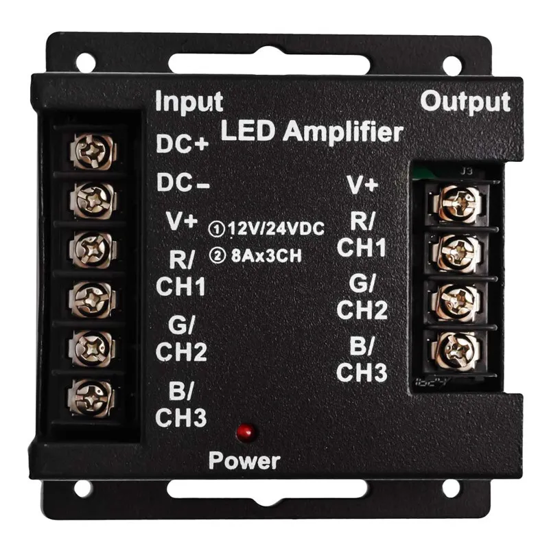 Усилитель Apeyron 04-04 для RGB контроллера 12В /288 Вт / 3 канала*8А / 73х80х33мм, 73x80x33 мм, 288 Вт, фото 2