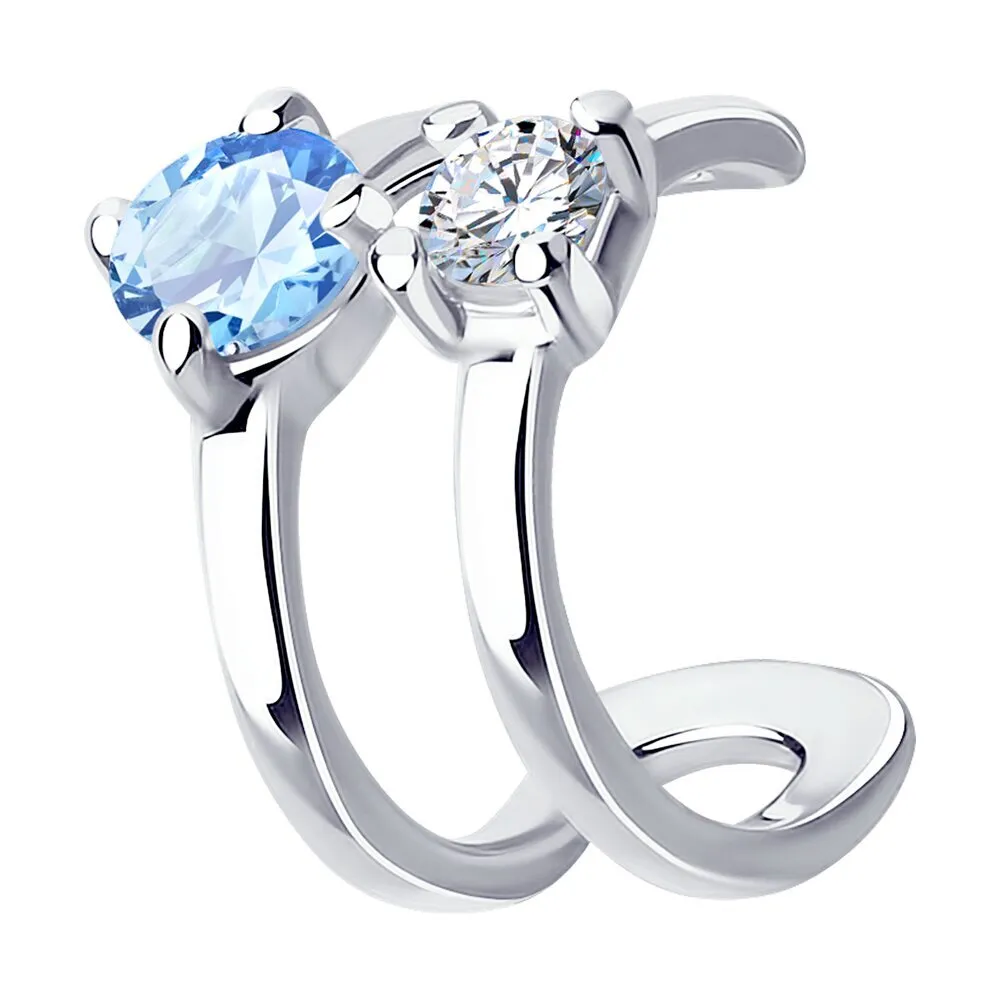 SOKOLOV, Серьга из серебра с фианитами, 94170190, серьга одиночная, 925 проба #1