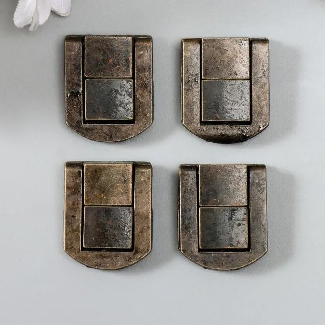 Замок металл для шкатулки "Стиль" бронза 4шт 2,5х2 см, 2.5x2 см, 4 шт