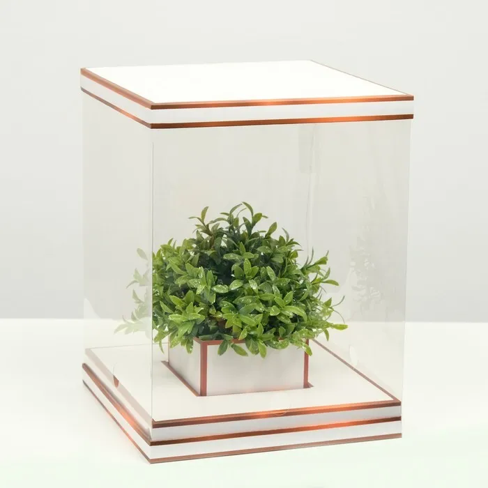 Коробка подарочная для цветов с окном, белая 23 х 30 х 23 см, 23x30x23 см, фото 3