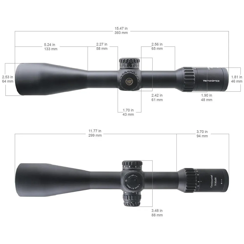 Оптический прицел Vector Optics Continental 5-30x56 Ranging FFP, сетка VEC-MBR Mil, 34 мм, азотозаполненный, с подсветкой (SCFF-41P), 530x56, фото 3