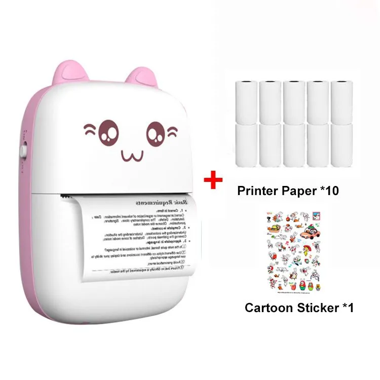 Мини-принтер наклеек Фотопринтер, совместимый с iPhone Android(с 10 Рулонами Печатной Бумаги)  #1