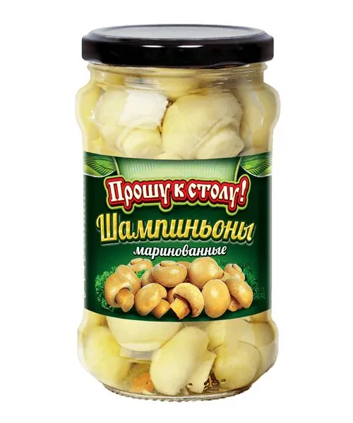Маринованные шампиньоны "Прошу к столу! " 314мл 1шт, 314 мл, 1 шт