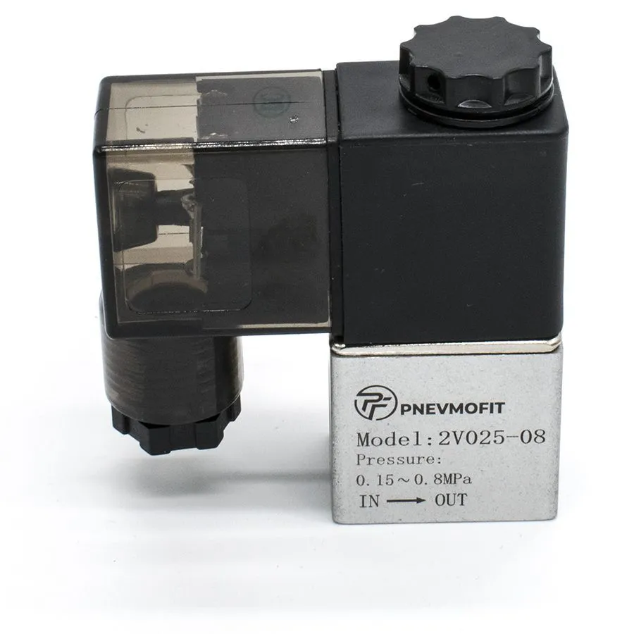 Пневмоклапан 2v025-08 DC24V электромагнитный с катушкой 24V, G1/4", нормально закрытый, вариант, фото 4