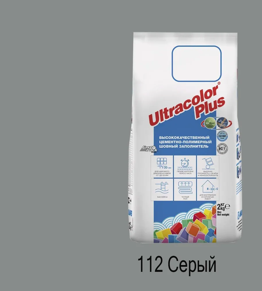 Затирка Mapei Ultracolor Plus (№112 серый), 2 кг., №112
