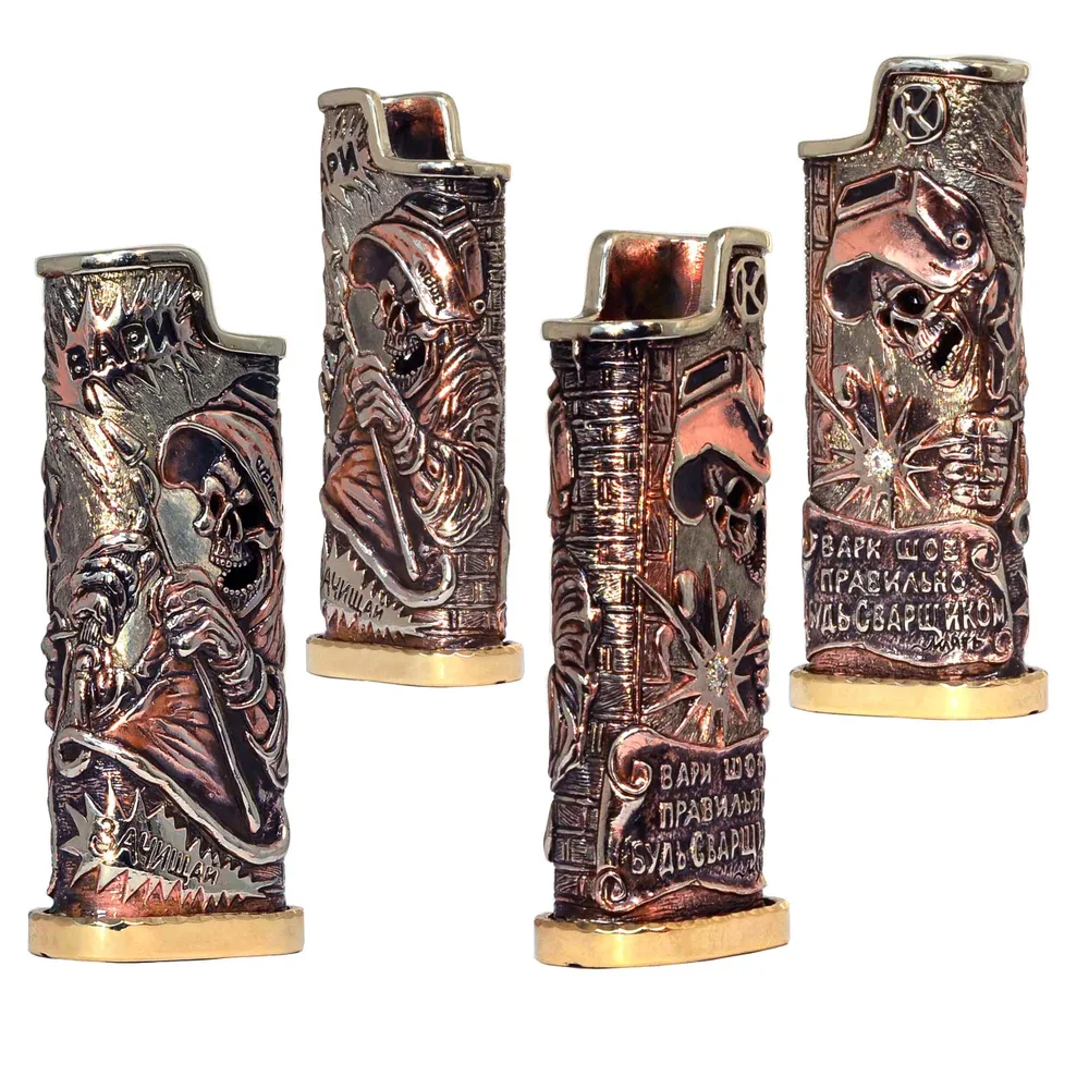 Чехол для зажигалки BIC J3 "Сварщик" футляр подарочный с муассанитами., вариант, фото 3