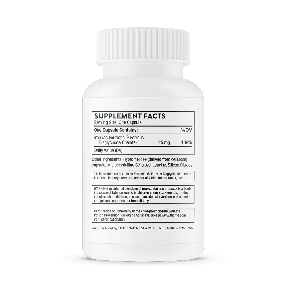 Iron Bisglycinate, Железо Бисглицинат, Thorne Research, 60 капсул, вариант, фото 3