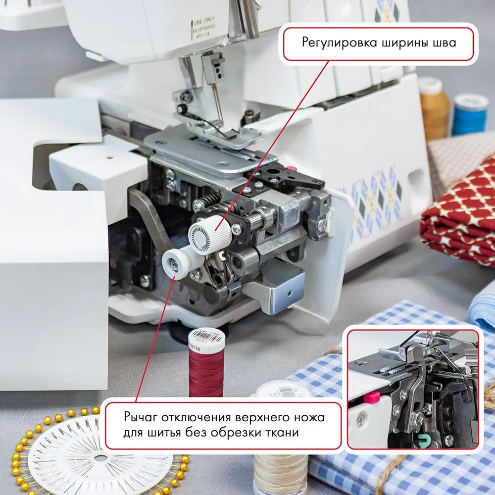 Оверлок Janome T-99D / 22 вида швов / 4 вида переплетения, 4 переплетения, фото 6