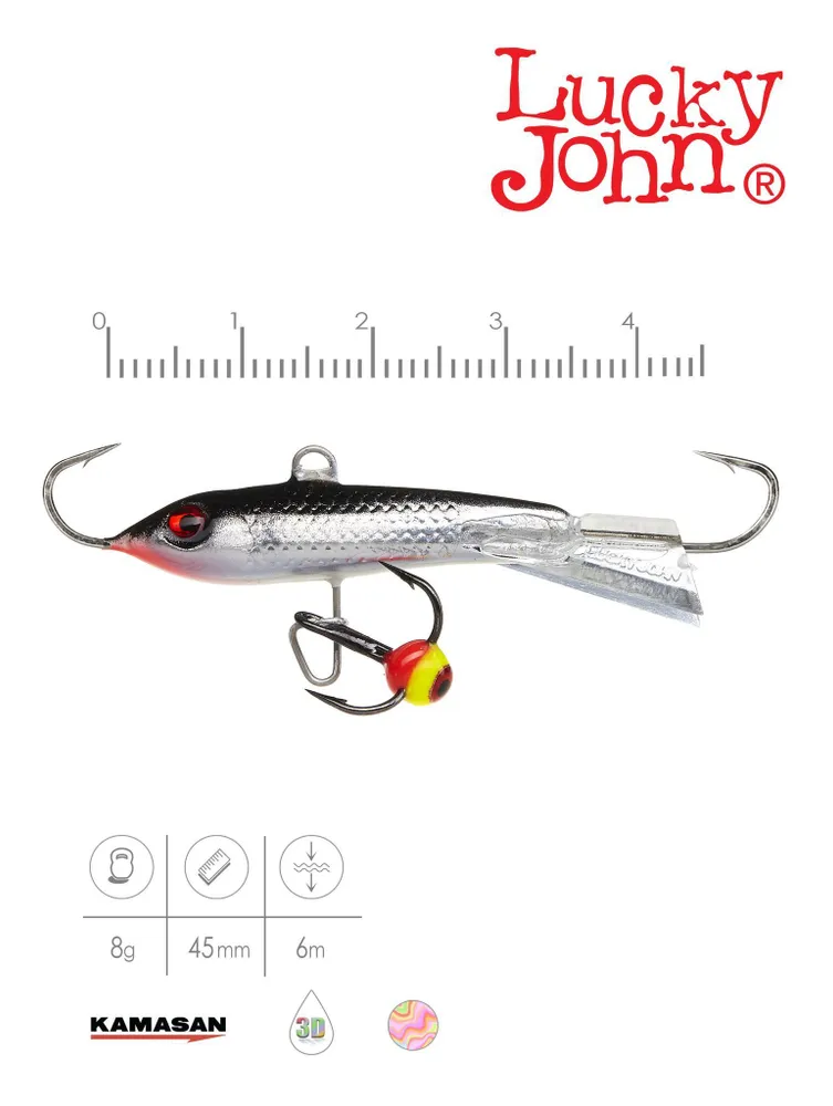 Балансир LUCKY JOHN CLASSIC 4.5/размер 4.5/расцветка 13H/45мм/8гр/глубина до 6 м, 8 г, 6 м, фото 2
