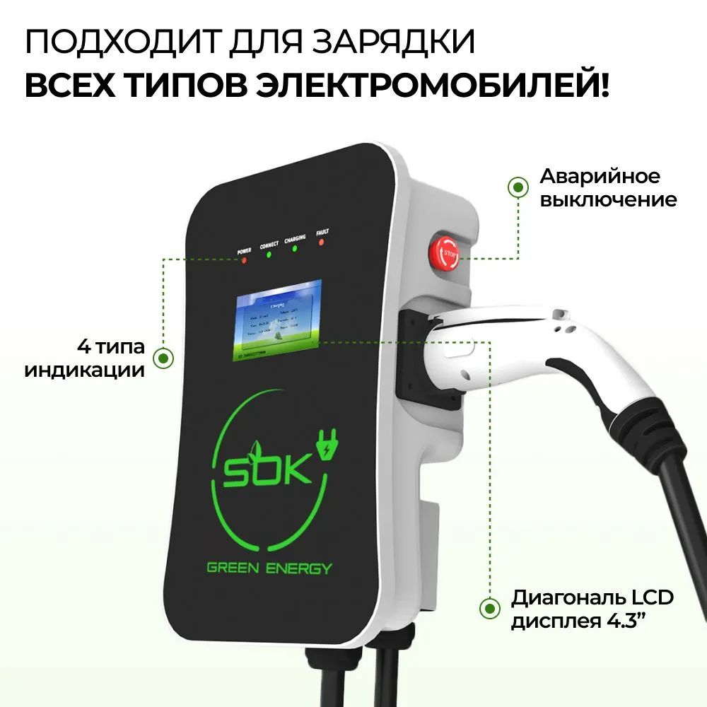 Зарядная станция для электромобилей Pandora MINI 711C с кабелем Type2, 5 м, фото 3