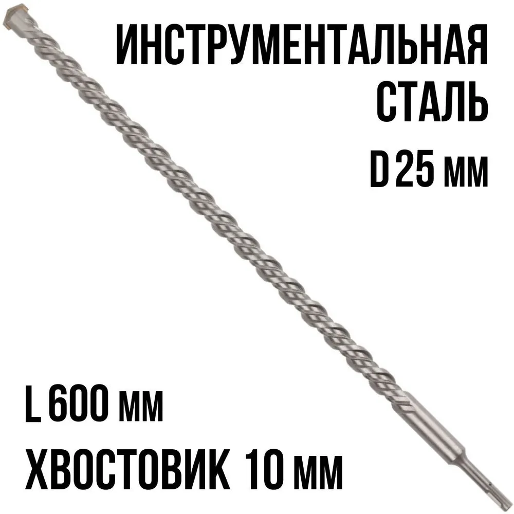 Бур для перфоратора по бетону 10 х 260 мм (200) мм с двойной резьбой SDS PLUS FIT, 25x600, фото 2