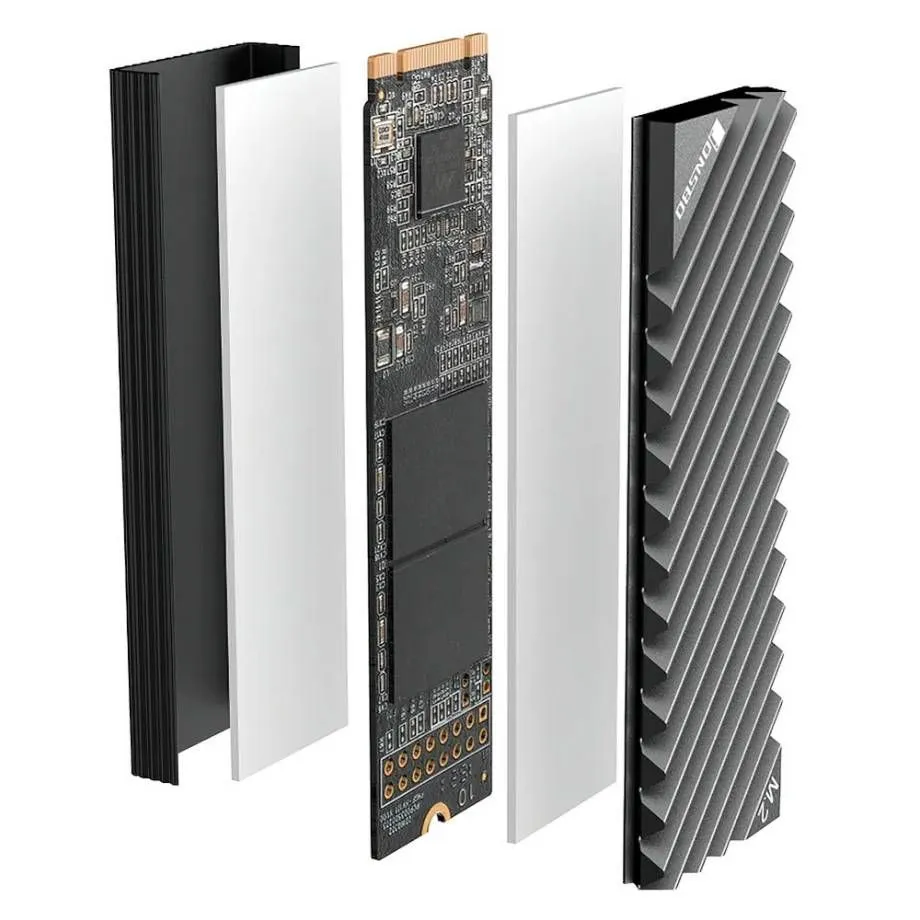 Алюминиевый радиатор охлаждения NVME SSD M.2-3 2280 Jonsbo чёрный, для M.2 для жесткого, фото 5