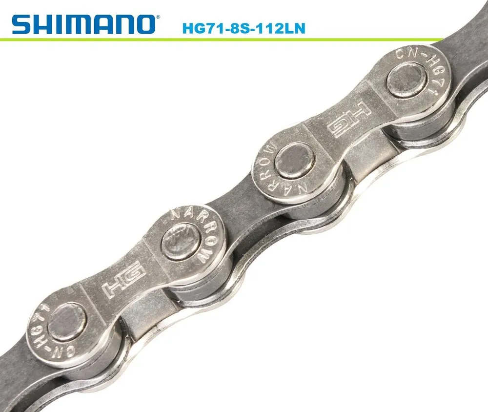 Цепь для велосипеда Shimano HG71 на 6/7/8 скоростей, 112 звеньев, соединительный пин в комплекте. Без упаковки(oem), вариант