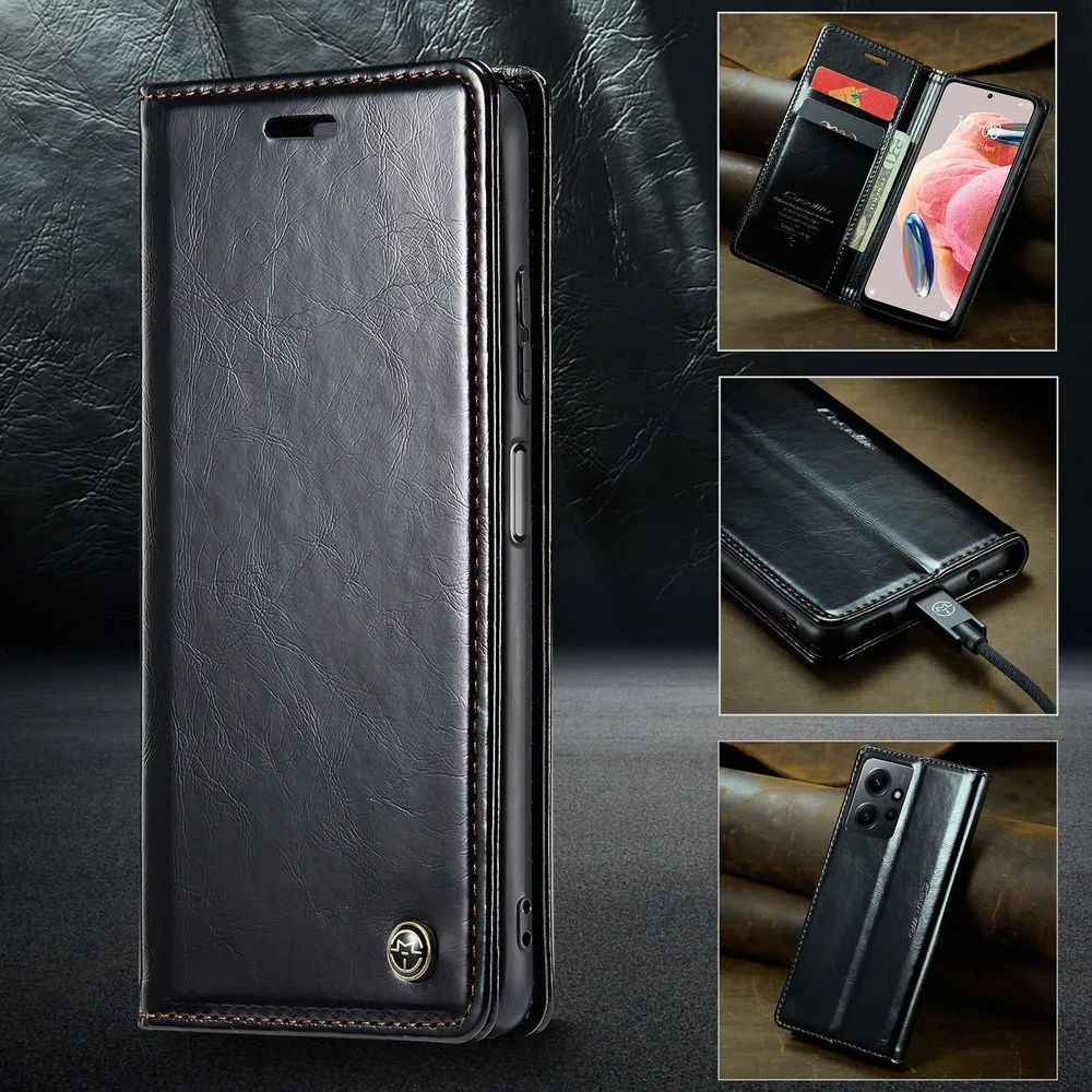 Caseme Кожаный книжка чехол для Xiaomi Redmi Note 12 4G / Note12 /Сяоми Редми Нот 12 4G с визитницей из экокожи, 4 г, 4 г, фото 2
