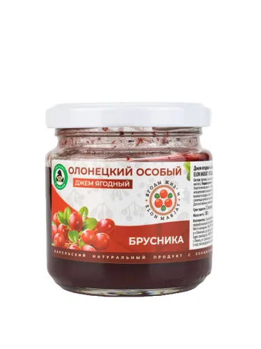 Джем ягодный натуральный  "Олонецкий особый" брусничный