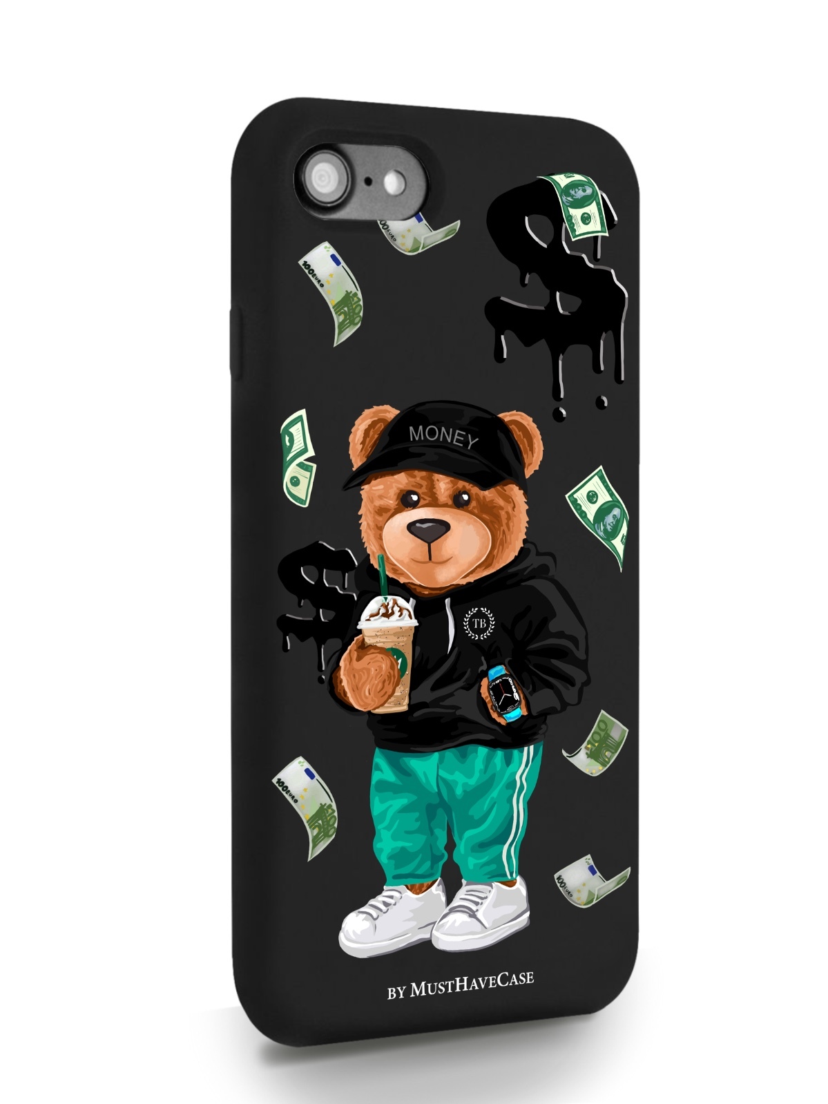 Черный силиконовый чехол для iPhone 7/8/SE2020 Tony Bear/ Мишка Тони для Айфон 7/8/СЕ2020