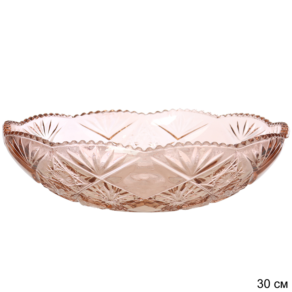 Блюдо сервировочное стеклянное 30 см Larous Pink