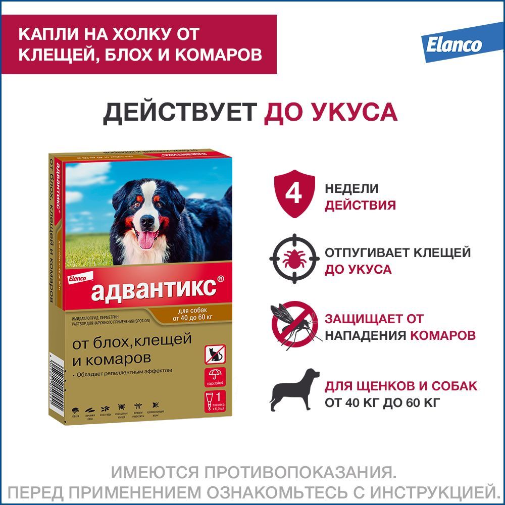 Адвантикс для собак инструкция до 4. Адвантикс XXL капли для собак от 40 до 60кг 6мл №4. Капли от клещей для собак Адвантикс. Адвантикс для собак 1 пипетка. Адвантикс капли для собак до 4 кг.