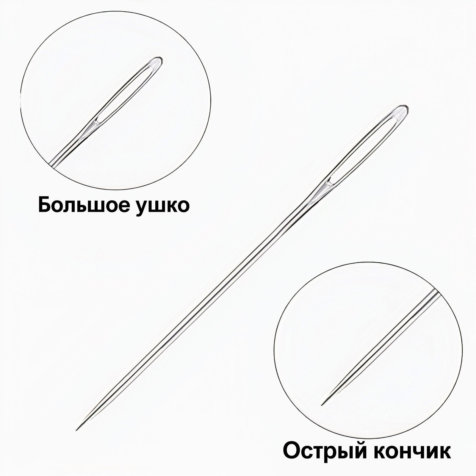 Иголки для шитья с большим ушком / Иглы / 10шт. - купить с доставкой по ...