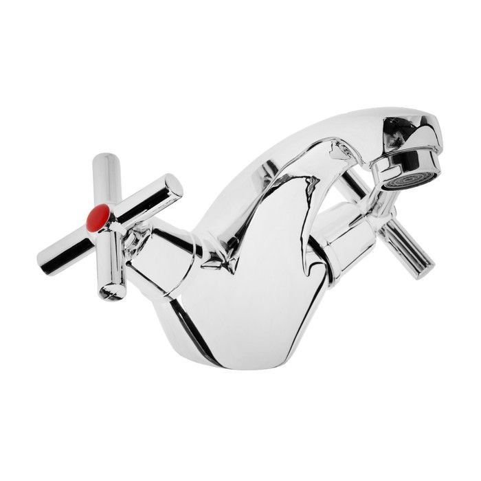 Смеситель для раковины в ванную, ZEIN Z2736, кран-букса латунь 1/2", с подводкой, хром