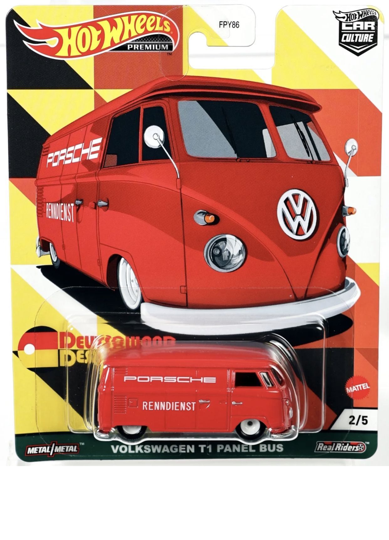 Машинка Hot Wheels Premium Volkswagen T1 Panel Bus / Хот Вилс