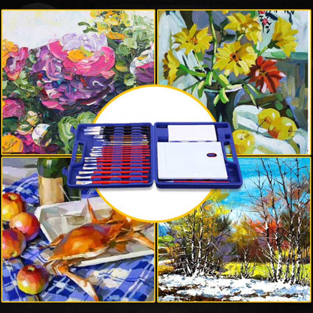 Набор масляной кисти для рисования гуашью с футляром хранения палитры ...