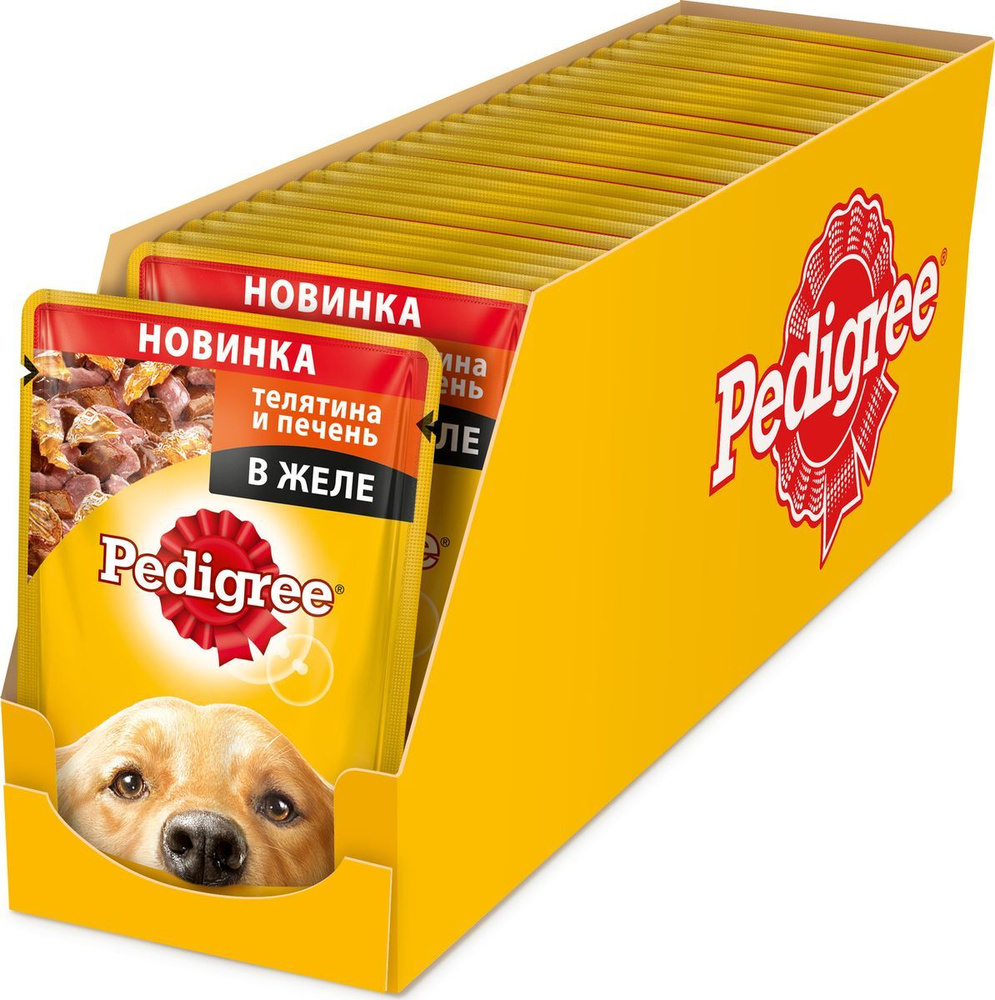 Консервы "Pedigree", для взрослых собак всех пород, с телятиной и печенью в желе, 100 г х 24 шт  #1