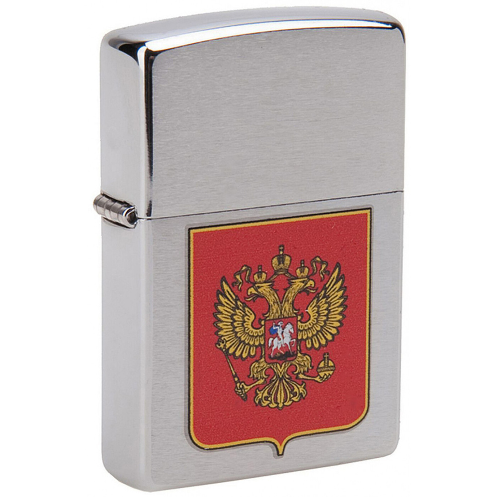 Зажигалка бензиновая ZIPPO Герб России Brushed Chrome #1