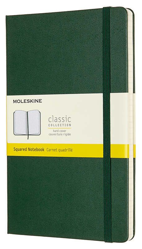 Блокнот в клетку Moleskine Classic Large, В6, сшитый, полиуретан, 120 л, зеленый  #1