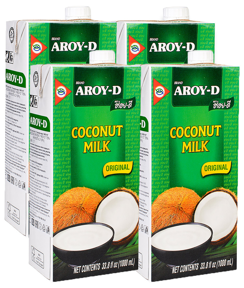 Кокосовое молоко Aroy-D, 70%, 4шт по 1л - купить с доставкой по ...