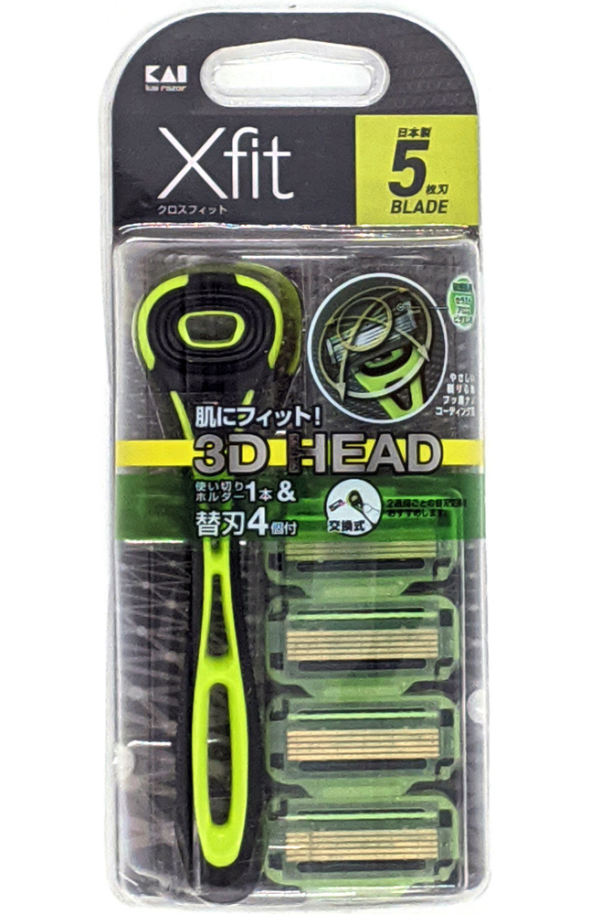 Kai Razor Xfit 3D Head 5 Blade Мужской станок для бритья + 4 сменных ...