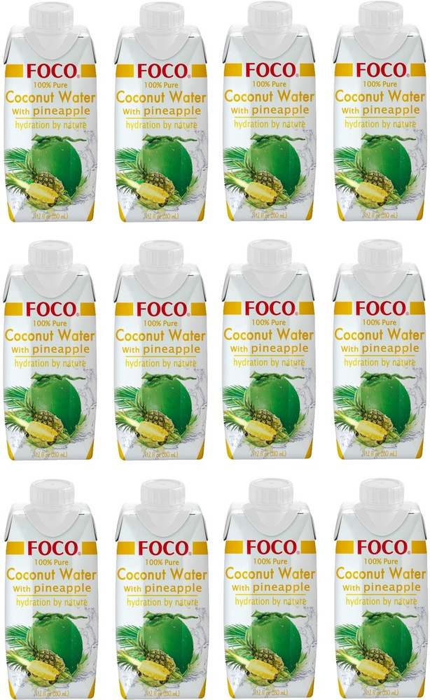 Кокосовая вода FOCO с соком ананаса, 330 мл х 12 шт #1