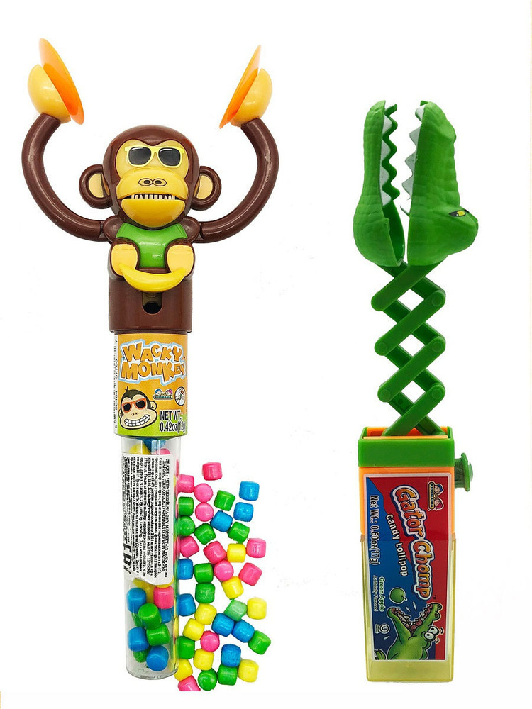 Необычные сладости веселая Обезьянка с драже 12 гр +игрушка Крокодил с ...