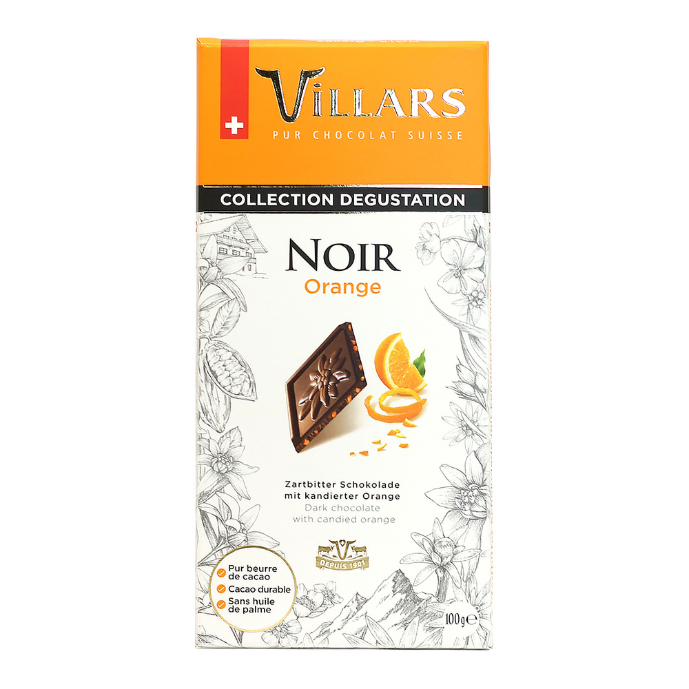 Шоколад Villars Темный с цукатами из апельсиновых корочек 100г (Швейцария)  #1