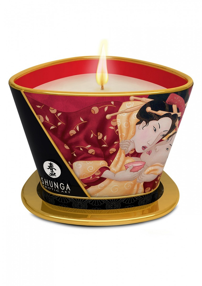 Shunga Свеча-массажное масло Romance (аромат клубники и шампанского ...