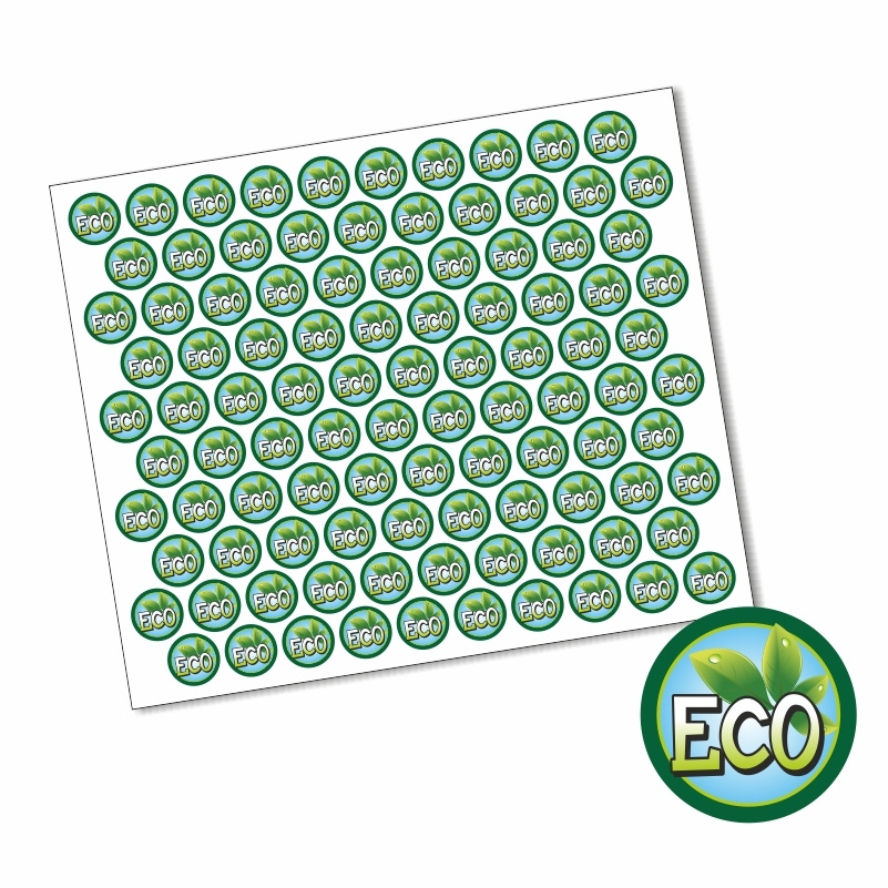 Наклейка самоклеящаяся глянцевая "ECO" круглая d20 мм с контурной резкой на подложке ПолиЦентр 100 шт #1
