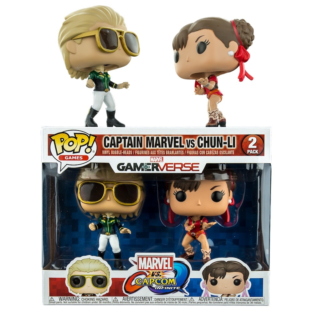 Фигурка Funko POP Captain Marvel Green vs Chun-Li Red 2-pack (Эксклюзив Hot  Topic) из игры Marvel Vs Capcom