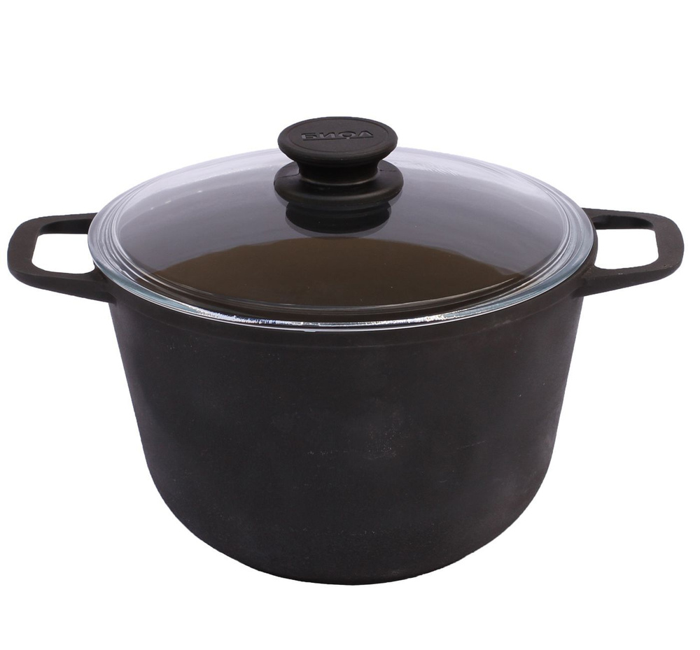 БИОЛ Кастрюля чугунная 3л со стеклянной крышкой купить на OZON по ...