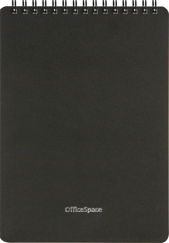 Блокнот в клетку А5 60л на гребне OfficeSpace "Base", черная ...
