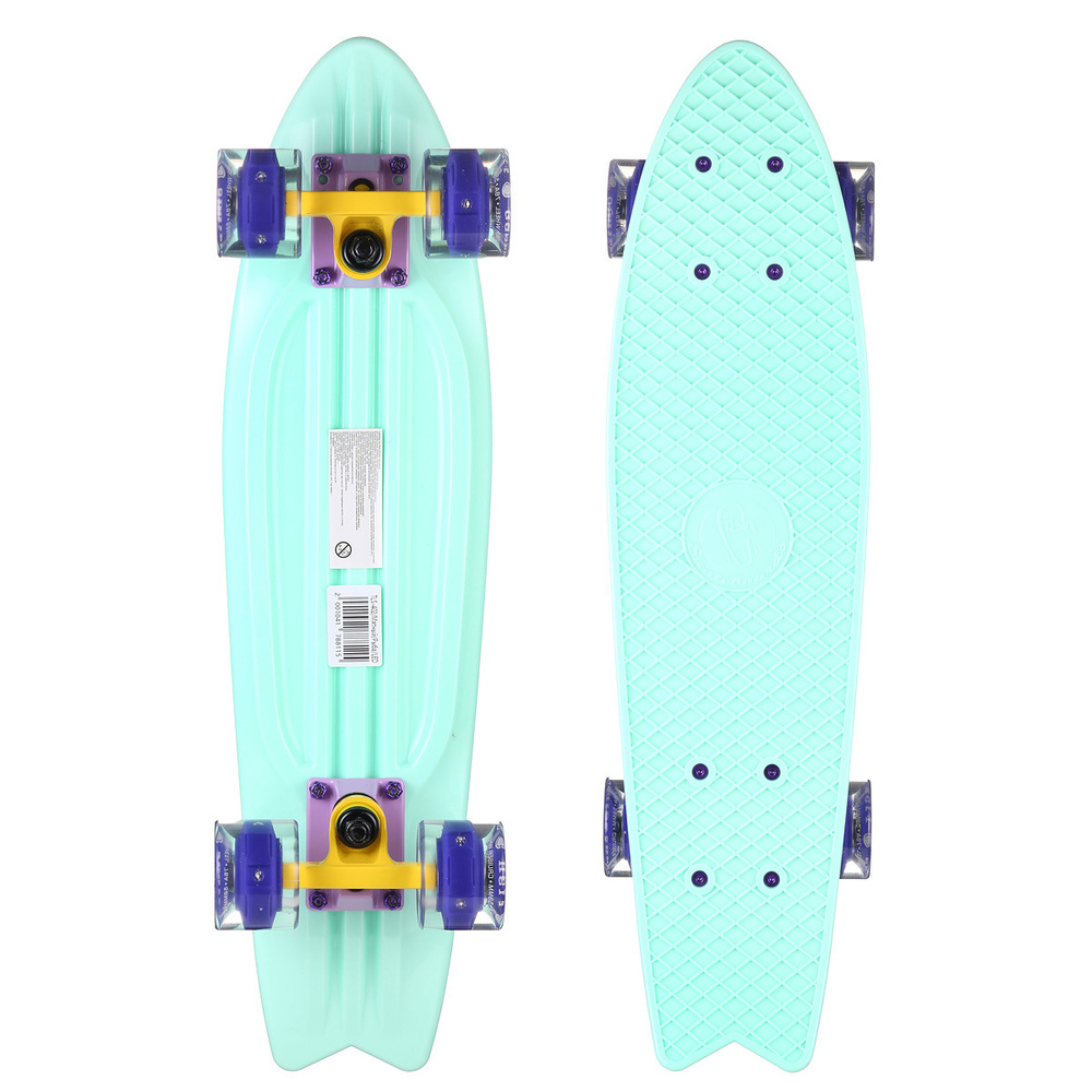 Пенни Борд Fish Skateboards 22" Мятный Рыба Led/светятся колеса/скейтборд/круизер/рыбий хвост/56 см  #1