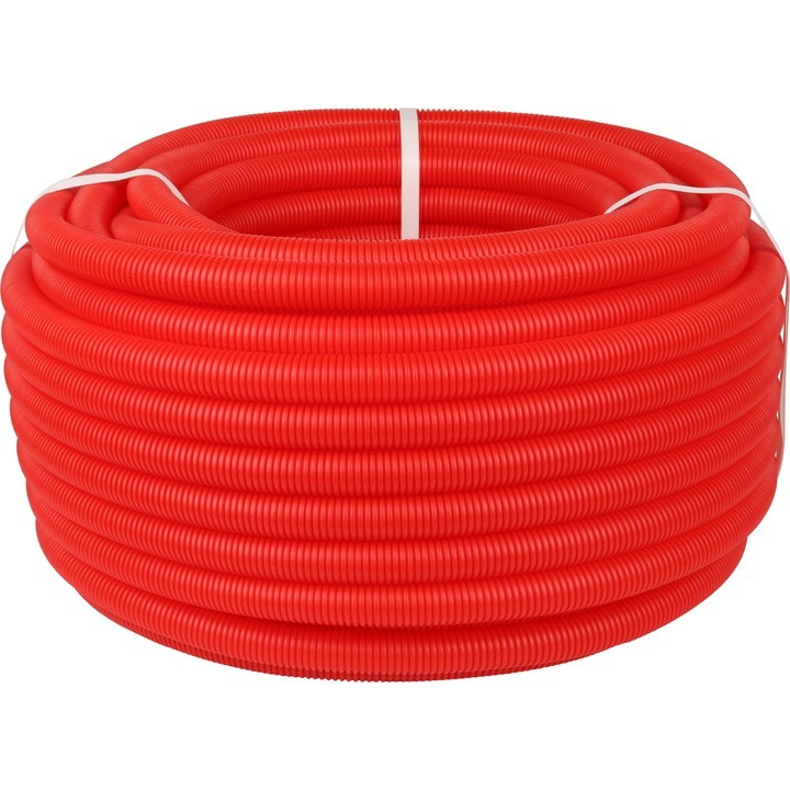 Труба STOUT гофрированная ПНД, цвет красный, наружным диаметром 20 мм для труб диаметром 14-18 мм бухта #1