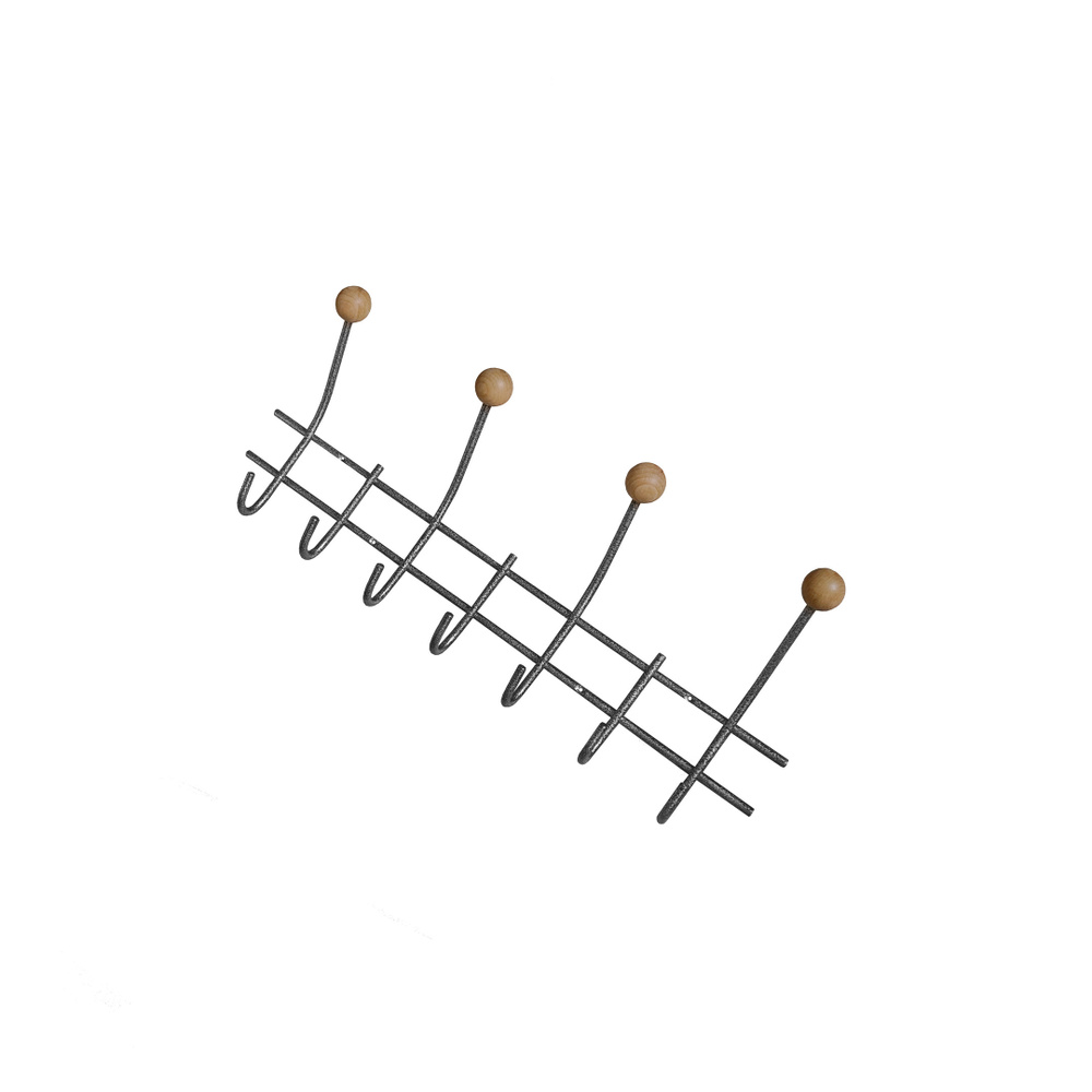 Вешалка настенная с деревянным шариком НВД-2-7 серебряный антик  #1